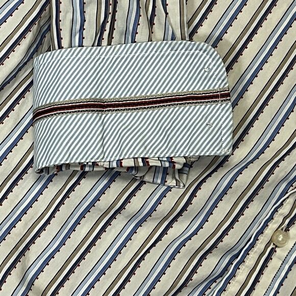 Robert Graham Button Down Shirt Mens Medium Flip Cuffs Striped Multicolor‎ - Picture 8 of 10